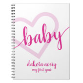Baby-hart | Hot Pink Magenta Flourish Script Notitieboek (Voorkant)