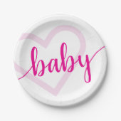 Baby-hart | Hot Pink Magenta Flourish Script Papieren Bordje (Voorkant)