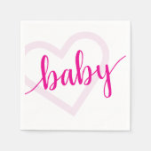 Baby-hart | Hot Pink Magenta Flourish Script Servet (Voorkant)