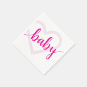 Baby-hart | Hot Pink Magenta Flourish Script Servet (Hoek)