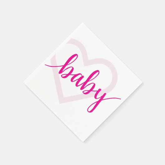 Baby-hart | Hot Pink Magenta Flourish Script Servet (Hoek)
