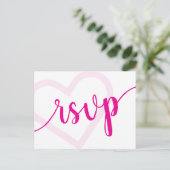 Baby-hart | Hot Pink Shower of Reveal RSVP Entree Briefkaart (Staand voorkant)