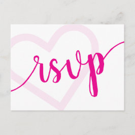 Baby-hart | Hot Pink Shower of Reveal RSVP Entree Briefkaart