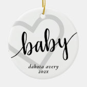 Baby-hart | Klassiek zwart bloeien script Keramisch Ornament (Voorkant)