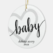 Baby-hart | Klassiek zwart bloeien script Keramisch Ornament (Links)