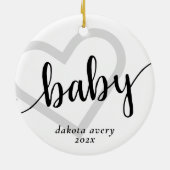 Baby-hart | Klassiek zwart bloeien script Keramisch Ornament (Achterkant)