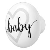 Baby-hart | Klassiek zwart bloeien script Keramische Knop (Rechts)