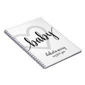 Baby-hart | Klassiek zwart bloeien script Notitieboek (Rechterzijde)