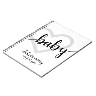 Baby-hart   Klassiek zwart bloeien script Notitieboek