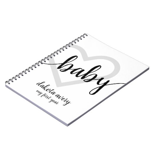 Baby-hart | Klassiek zwart bloeien script Notitieboek (Linkerzijde)