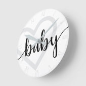 Baby-hart | Klassiek zwart bloeien script Ronde Klok (Hoek)