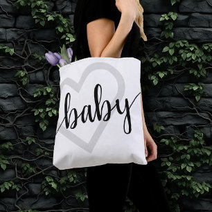 Baby-hart   Klassiek zwart bloeien script Tote Bag
