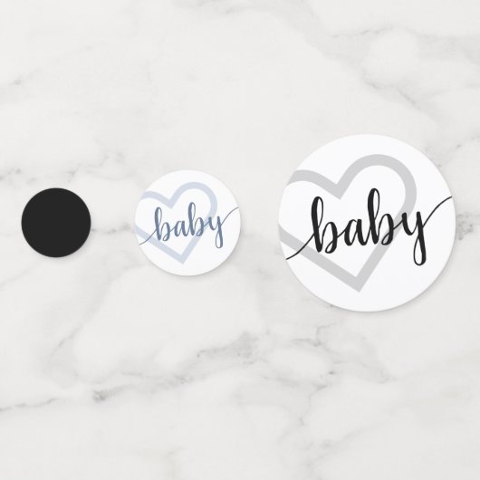 Baby-hart | Klassiek zwart script floreren Confetti (Voorkanten)