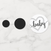 Baby-hart | Klassiek zwart script floreren Confetti (Achterkanten)