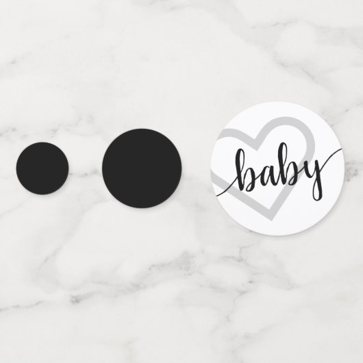 Baby-hart | Klassiek zwart script floreren Confetti (Achterkanten)