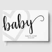 Baby Hart | Klassieke Zwarte Script Bloem Gastenboek (Voorkant)
