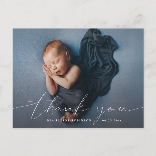 Baby Hartelijk dank voor de moderne kalligrafie Fo Aankondigingskaart (Voorkant)