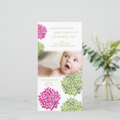 Baby Hartelijk dank voor uw warme roze en groene b Bedankkaart (Staand voorkant)