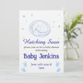 Baby Hatching dragon themed baby shower invitation Kaart (Staand voorkant)