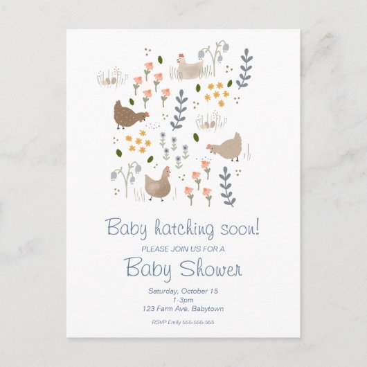 Baby Hatching Soon Chicken Baby shower Invitation Feestdagenkaart (Voorkant)