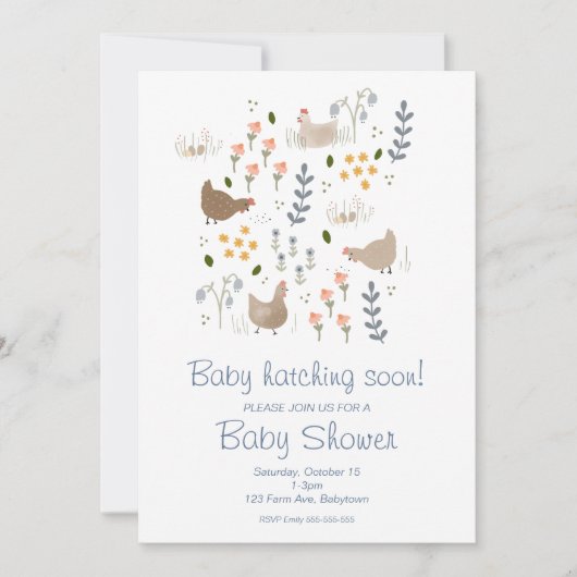 Baby Hatching Soon Chicken Baby shower Invitation Feestdagenkaart (Voorkant)