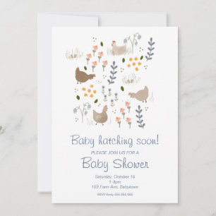 Baby Hatching Soon Chicken Baby shower Invitation Feestdagenkaart