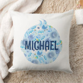 Baby Head Baby Boy Blue Pattern Sierkussen (Deken)