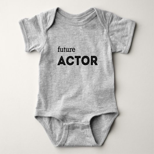 BABY HEADER GRAY "TOEKOMSTIGE ACTOR" ROMPER (Voorkant)