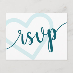 Baby Heart   Blauwgroen Dark Midnight Green RSVP-m Briefkaart