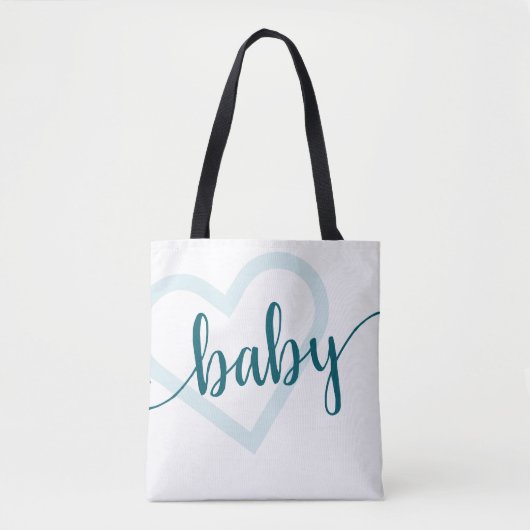 Baby Heart | Blauwgroen Midnight Green Flourish Cu Tote Bag (Voorkant)