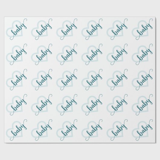 Baby Heart | Blauwgroen Midnight Green Flourish-sc Cadeaupapier (Vlak)