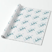 Baby Heart | Blauwgroen Midnight Green Flourish-sc Cadeaupapier (Uitgerold)