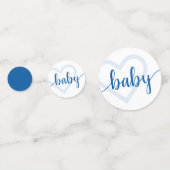 Baby Heart | Cerulean Blue Classic Flourish Script Confetti (Voorkanten)