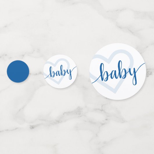 Baby Heart | Cerulean Blue Classic Flourish Script Confetti (Voorkanten)