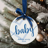 Baby Heart | Cerulean Blue Classic Flourish Script Keramisch Ornament