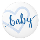 Baby Heart | Cerulean Blue Classic Flourish Script Keramische Knop (Voorkant)