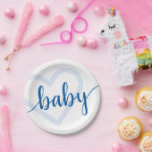 Baby Heart | Cerulean Blue Classic Flourish Script Papieren Bordje (Feest)