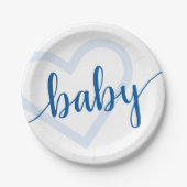 Baby Heart | Cerulean Blue Classic Flourish Script Papieren Bordje (Voorkant)