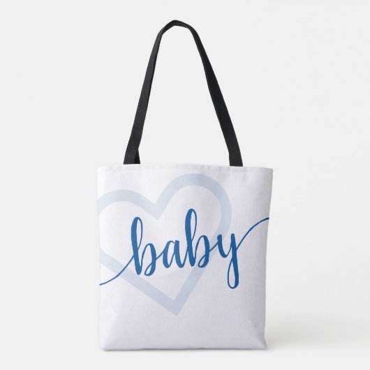 Baby Heart | Cerulean Blue Classic Flourish Script Tote Bag (Achterkant)