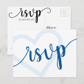 Baby Heart | Cerulean Blue Classic RSVP Entree Briefkaart (Voorkant / Achterkant)