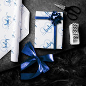 Baby Heart | Cerulean Blue Flourish Script Douche Cadeaupapier