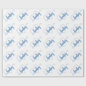 Baby Heart | Cerulean Blue Flourish Script Douche Cadeaupapier (Vlak)