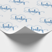 Baby Heart | Cerulean Blue Flourish Script Douche Cadeaupapier (Hoek)