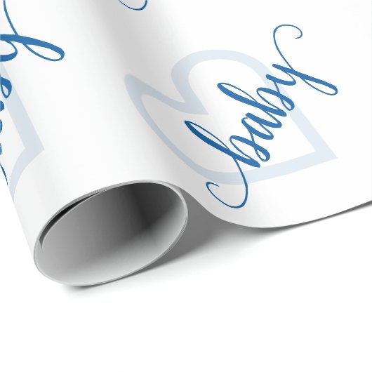 Baby Heart | Cerulean Blue Flourish Script Douche Cadeaupapier (Rol Hoek)