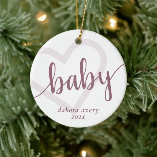 Baby Heart | Desert Roos Taupe Flourish Custom Keramisch Ornament (Boom)