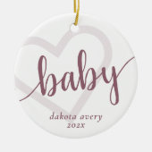 Baby Heart | Desert Roos Taupe Flourish Custom Keramisch Ornament (Voorkant)