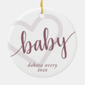 Baby Heart | Desert Roos Taupe Flourish Custom Keramisch Ornament (Achterkant)