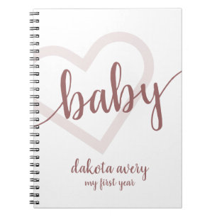 Baby Heart Desert Roos Taupe Flourish Custom Notitieboek