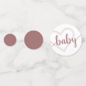 Baby Heart | Desert Roos Taupe Flourish Script Confetti (Achterkanten)