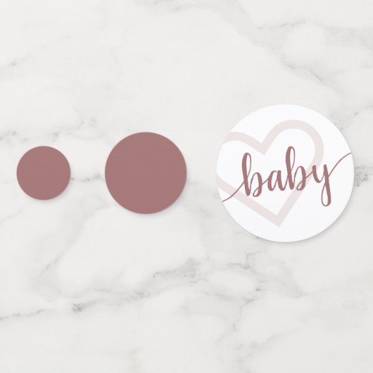 Baby Heart | Desert Roos Taupe Flourish Script Confetti (Achterkanten)